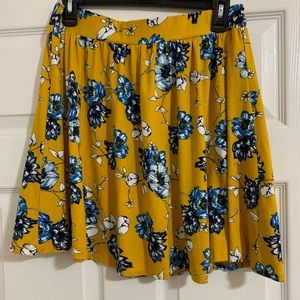 Yellow and blue floral skirt